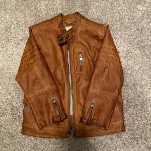Boys size 4 brown leather jacket